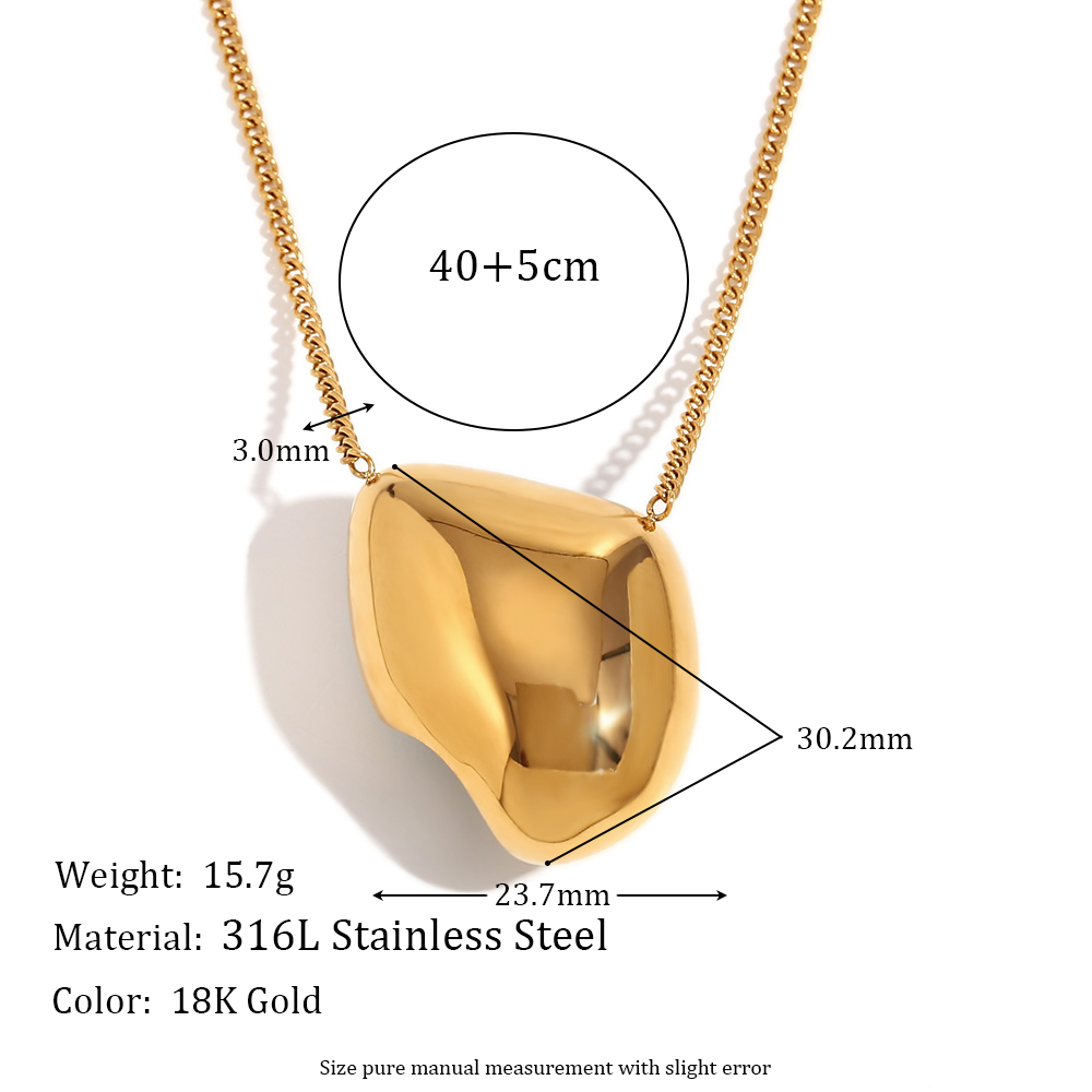 304 Stainless Steel 18K Gold Plated Vintage Style Simple Style Classic Style Plating Irregular Solid Color Pendant Necklace display picture 2