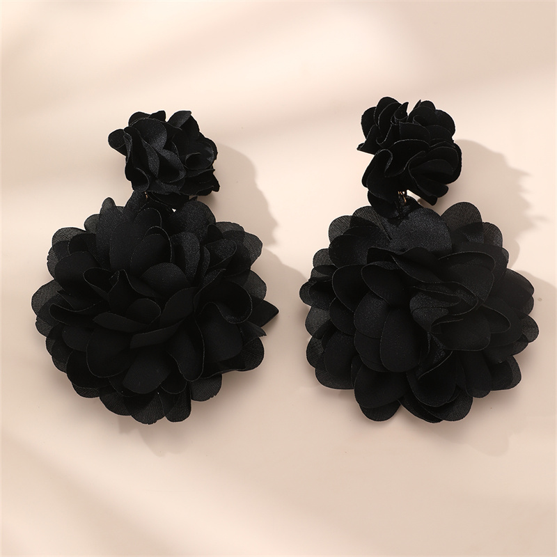 1 Paire Exagéré Nouveauté Style Moderne Fleur Alliage Chiffon Boucles D'oreilles display picture 4