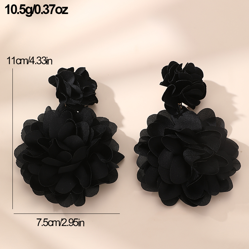 1 Pair Exaggerated Novelty Modern Style Flower Alloy Cloth Drop Earrings display picture 6