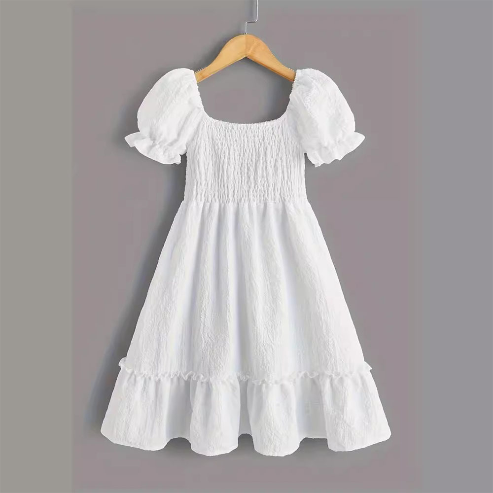 Princess Solid Color Cotton Girls Dresses display picture 1