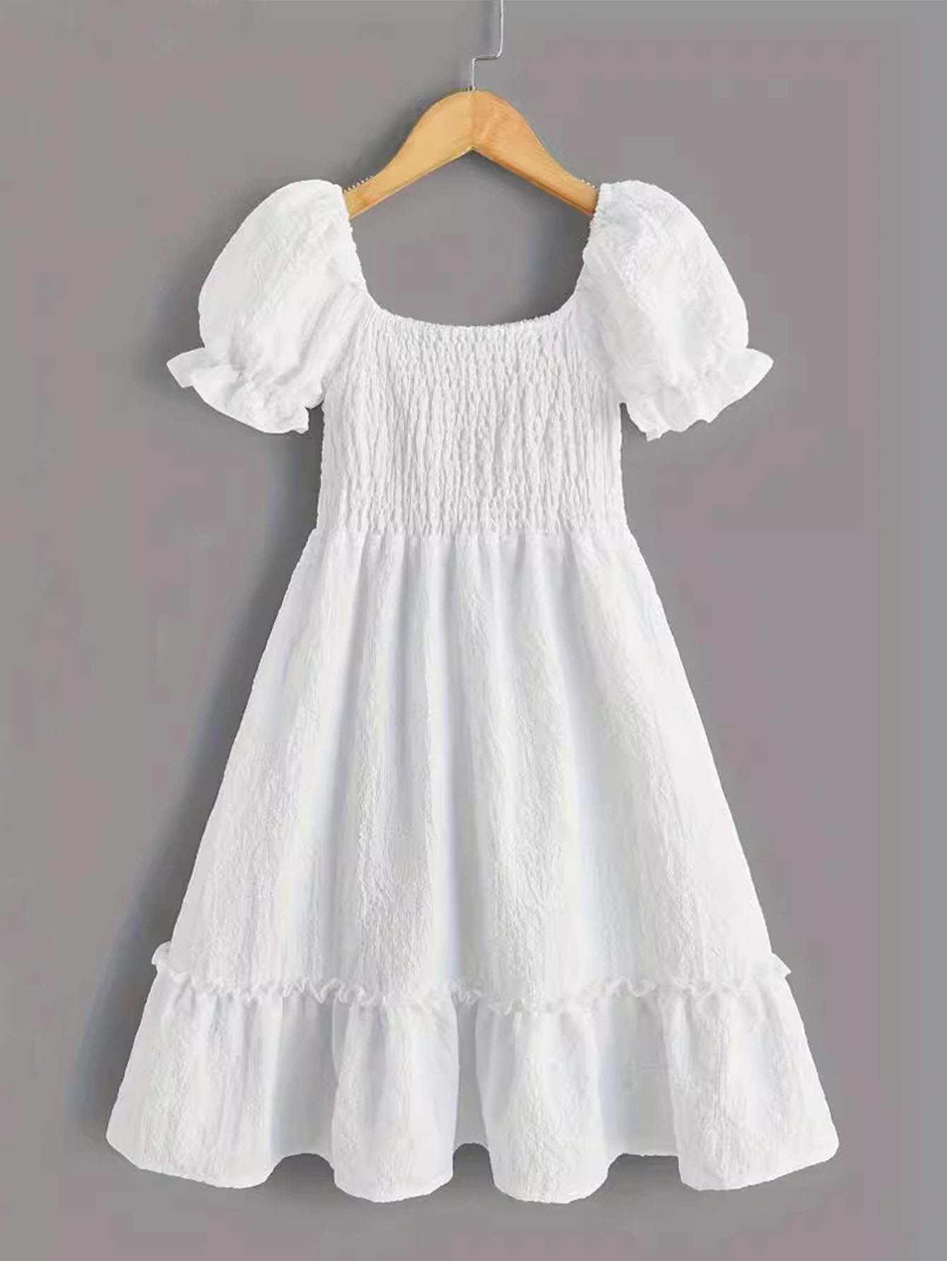 Princess Solid Color Cotton Girls Dresses display picture 2