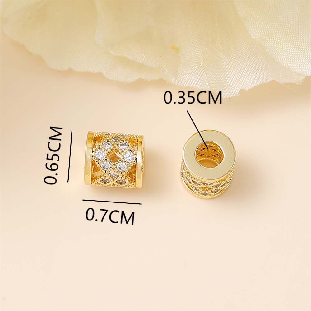 1 Piece 7*6.5mm Hole 3~3.9mm Copper Zircon 18K Gold Plated White Gold Plated Round Polished Beads Spacer Bars display picture 2