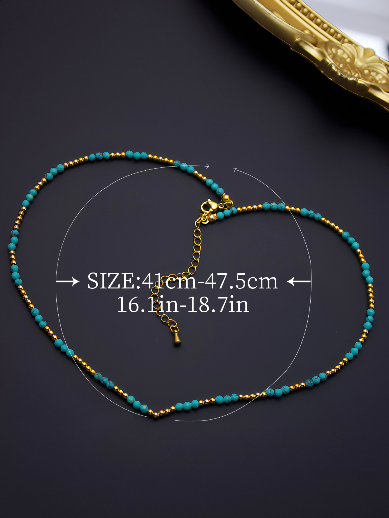 304 Stainless Steel Stone 18K Gold Plated Simple Style Shiny Beaded Geometric Necklace display picture 6