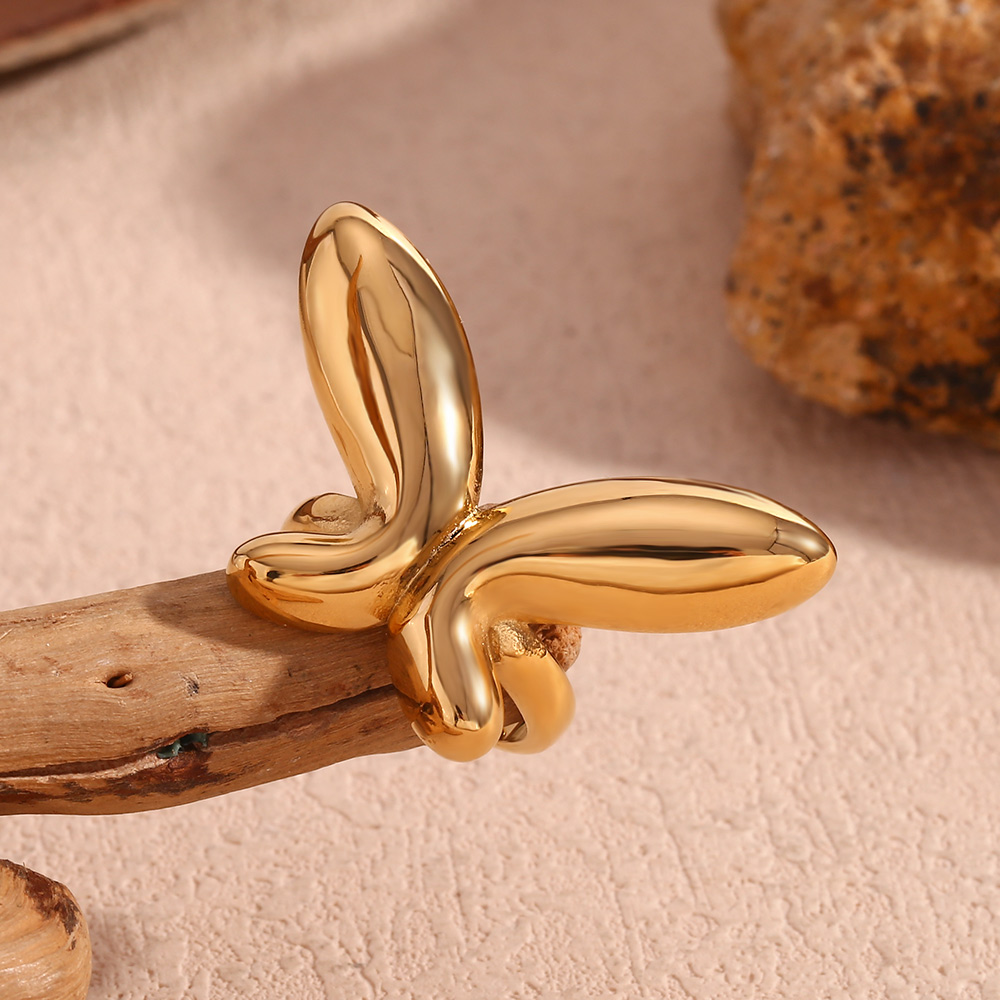 Simple Style Classic Style Commute Butterfly 316L Stainless Steel  18K Gold Plated Open Rings In Bulk display picture 11