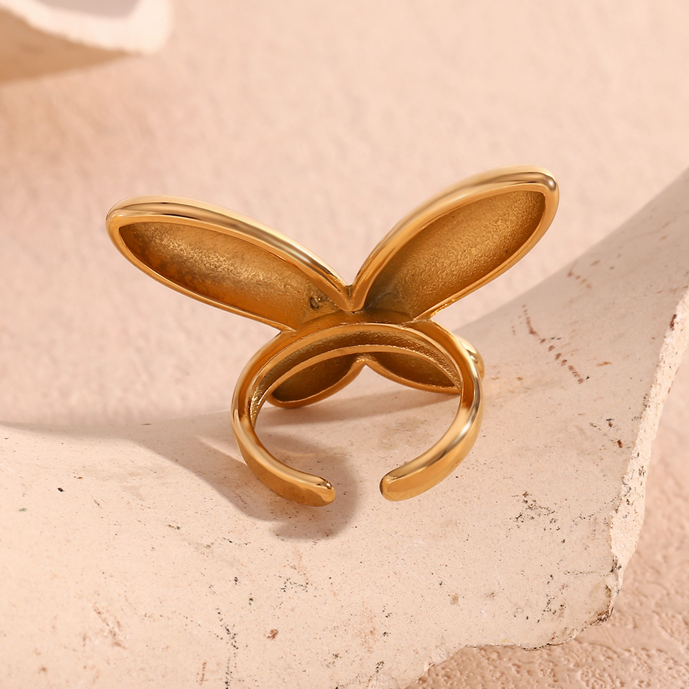 Simple Style Classic Style Commute Butterfly 316L Stainless Steel  18K Gold Plated Open Rings In Bulk display picture 9