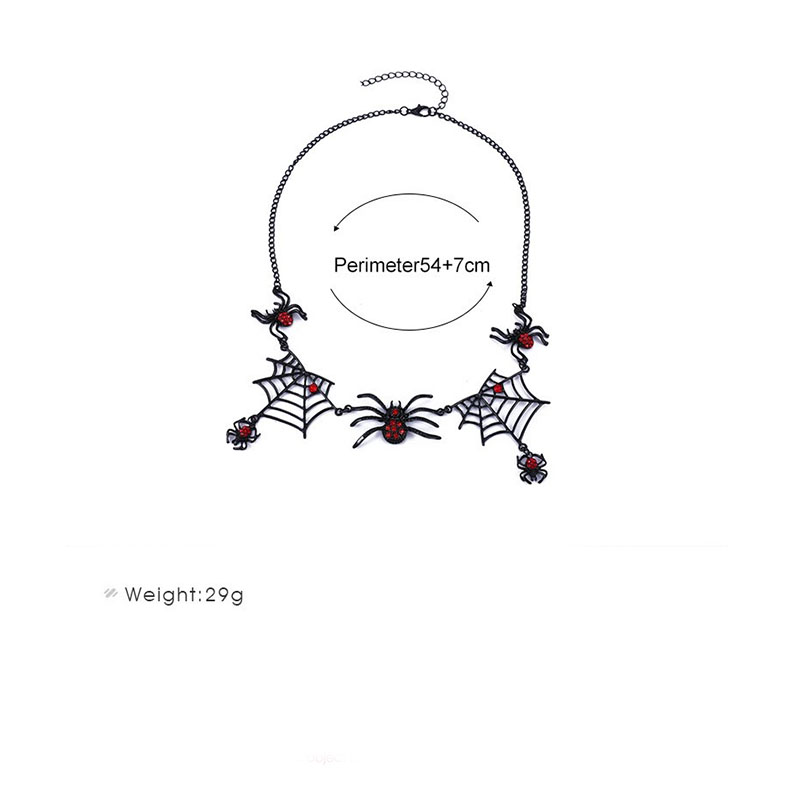 Wholesale Jewelry Exaggerated Novelty Punk Spider Spider Web Bat Alloy Rhinestones Inlay Pendant Necklace display picture 1