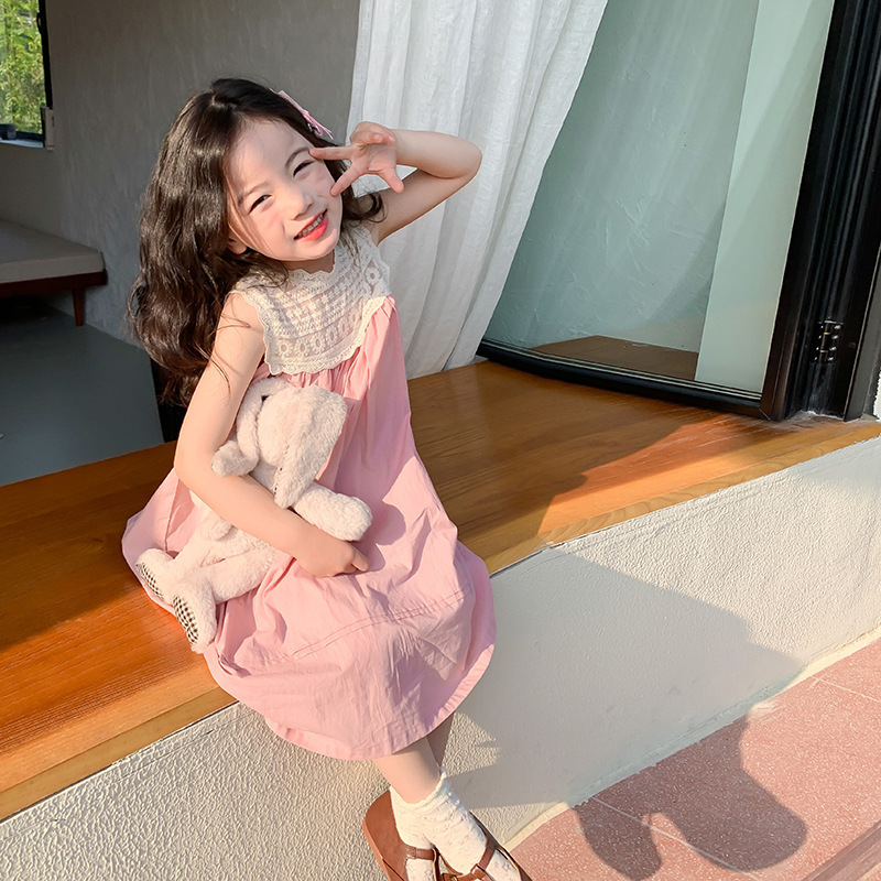 Princess Cute Color Block Lace Cotton Blend Girls Dresses display picture 5