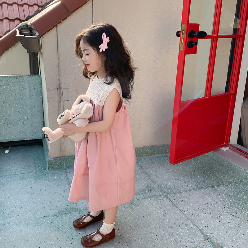 Princess Cute Color Block Lace Cotton Blend Girls Dresses display picture 6