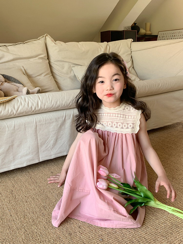 Princess Cute Color Block Lace Cotton Blend Girls Dresses display picture 7