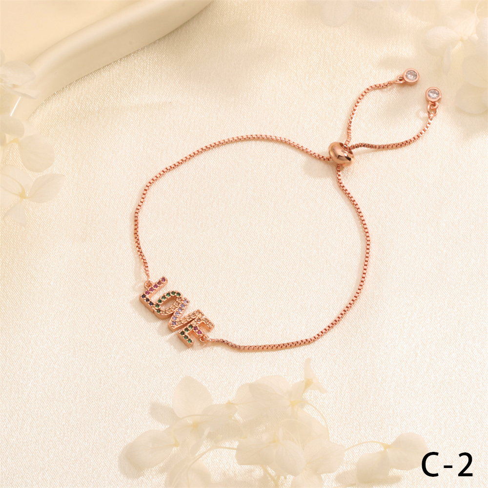 Wholesale IG Style Sweet Commute Letter Electrocardiogram Shell Copper Inlay Zircon Bracelets display picture 5