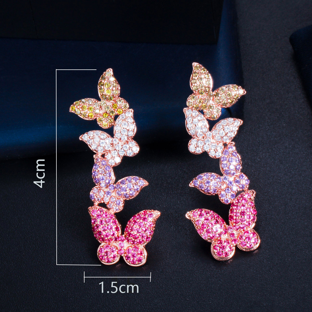 1 Pair Elegant Lady Classic Style Butterfly Plating Inlay Copper Zircon Drop Earrings display picture 5