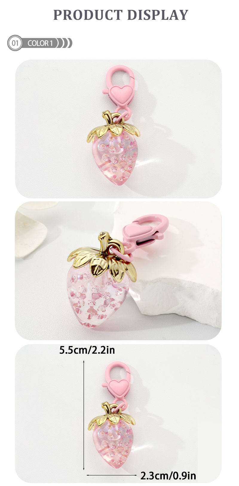 Cute Sweet Strawberry Resin Bag Pendant Keychain display picture 1