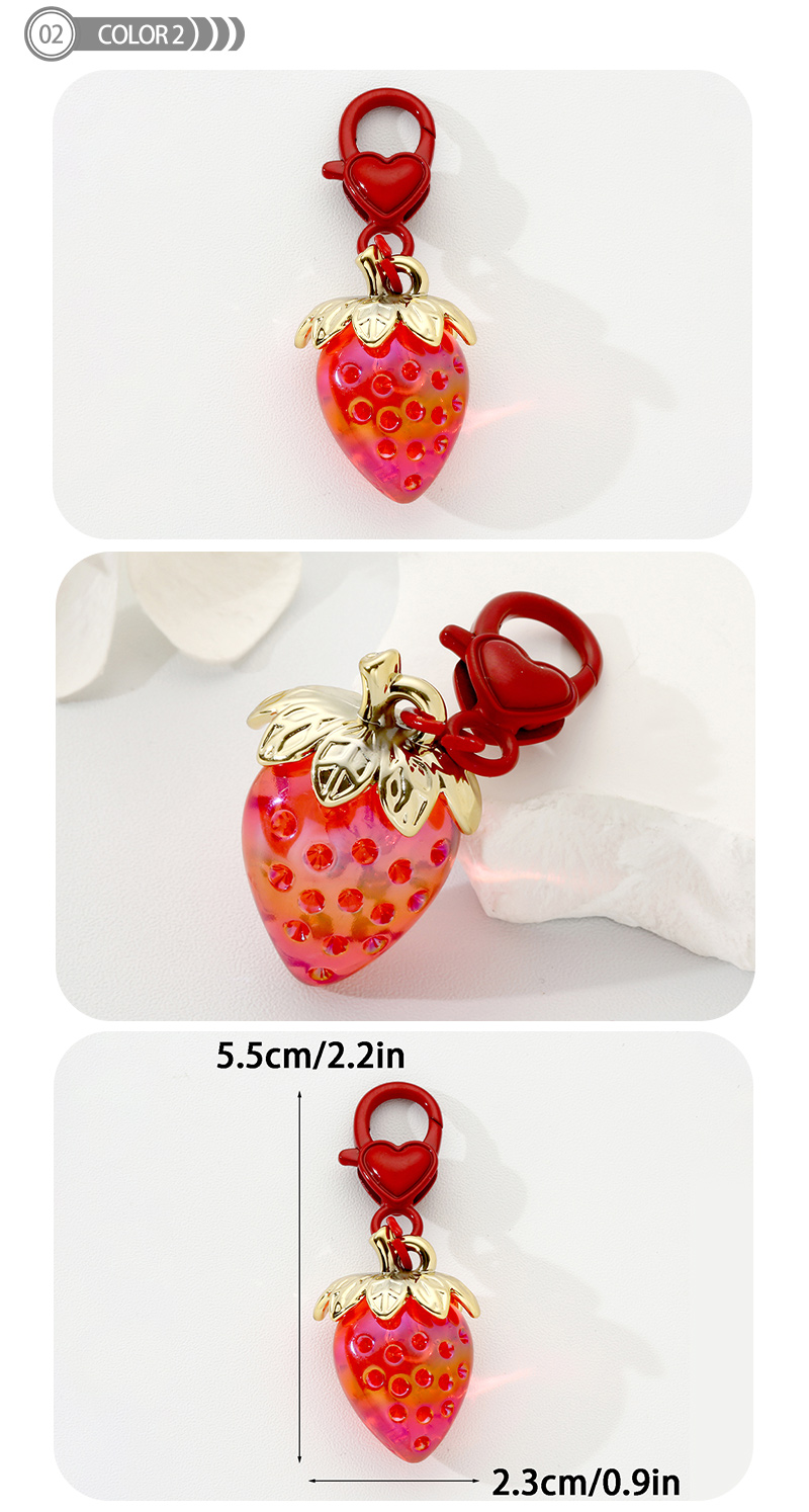 Cute Sweet Strawberry Resin Bag Pendant Keychain display picture 2