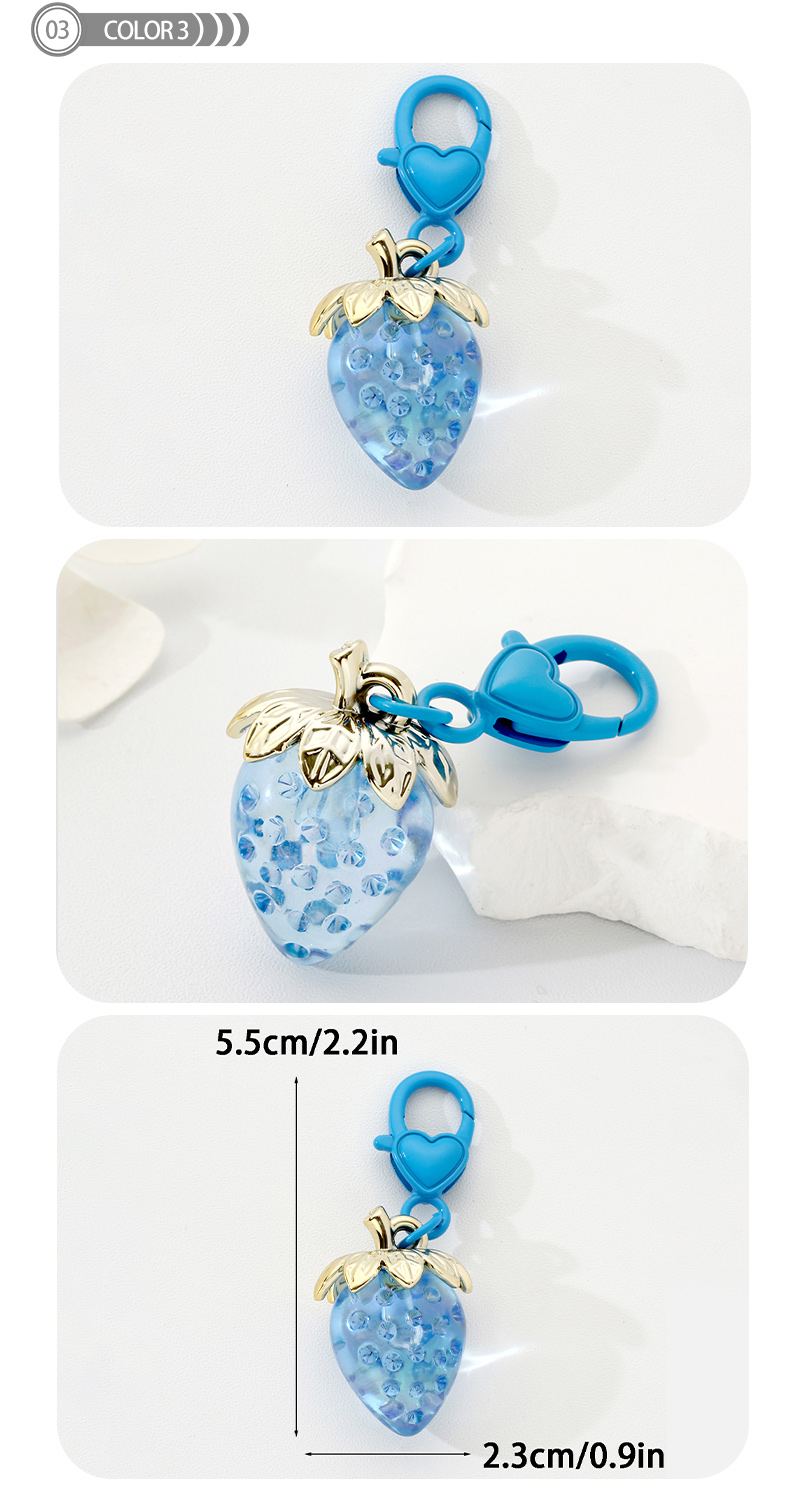 Cute Sweet Strawberry Resin Bag Pendant Keychain display picture 3