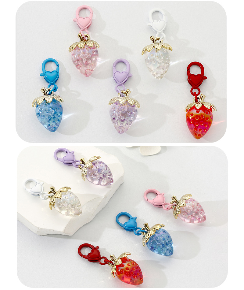 Cute Sweet Strawberry Resin Bag Pendant Keychain display picture 4