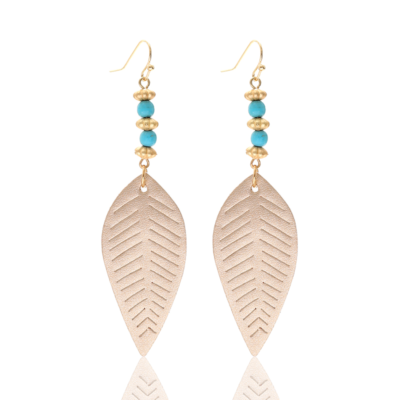 1 Pair Ethnic Style Classic Style Leaves Pu Leather Alloy Iron Drop Earrings display picture 5