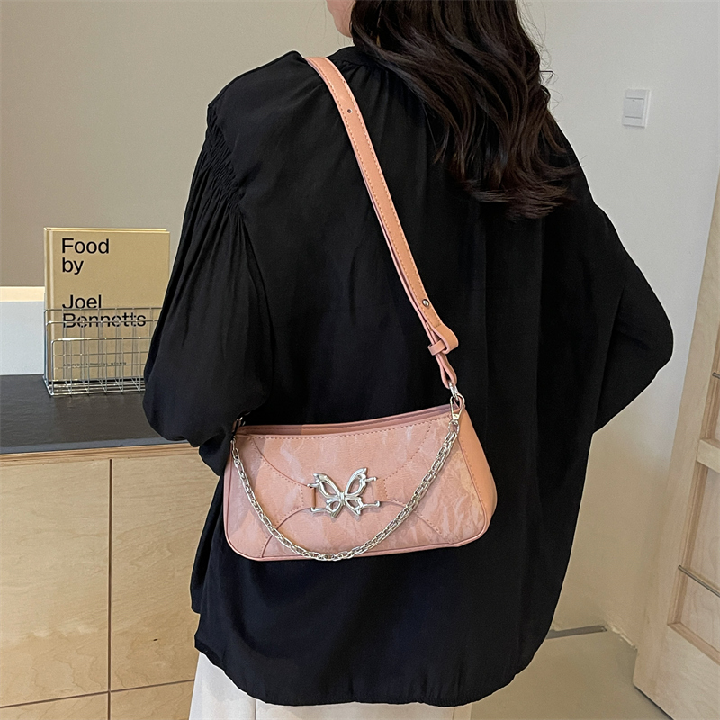 Women's Medium Pu Leather Solid Color Butterfly Classic Style Zipper Underarm Bag display picture 13