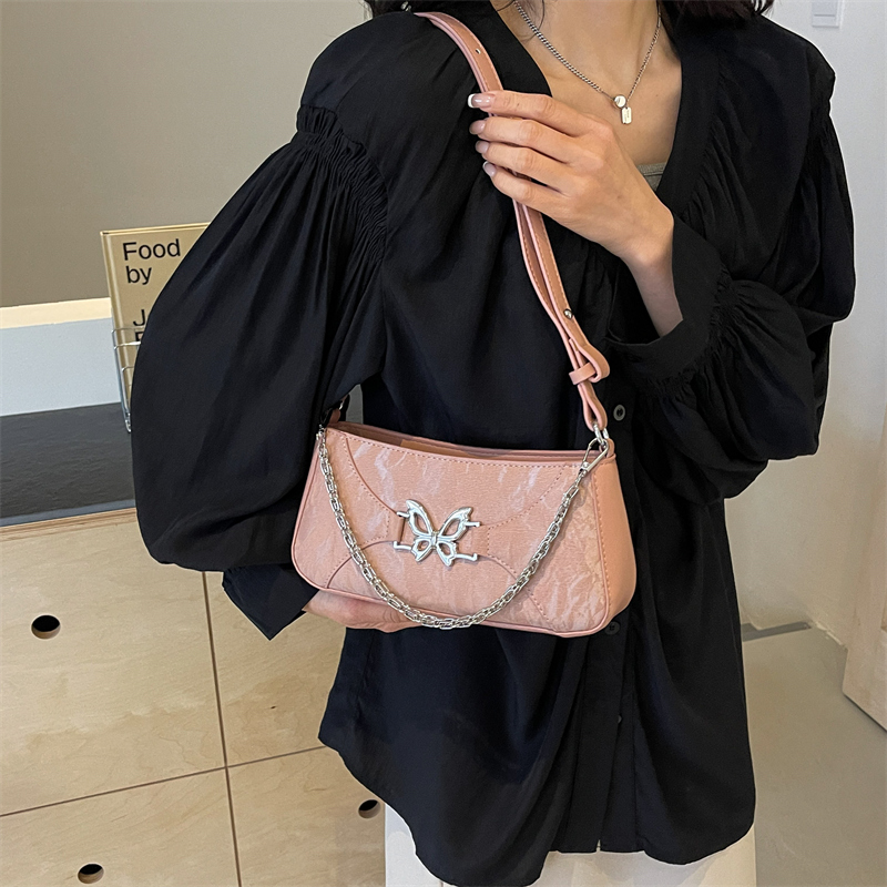 Women's Medium Pu Leather Solid Color Butterfly Classic Style Zipper Underarm Bag display picture 17