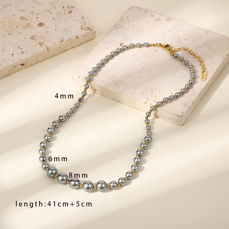 304 Stainless Steel Glass Elegant Lady Classic Style Round Solid Color Necklace display picture 3