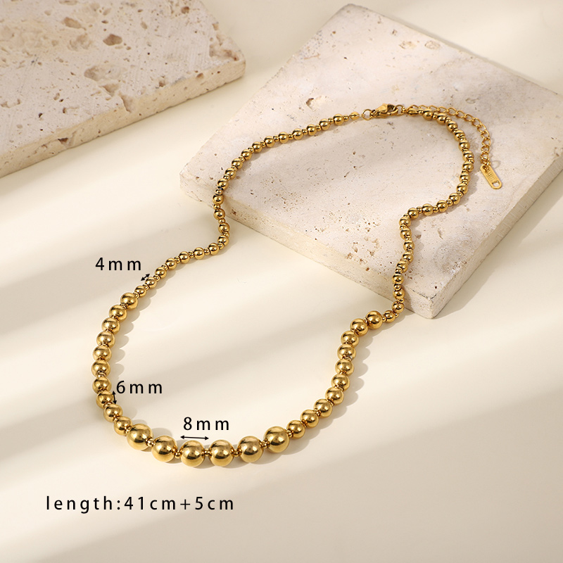 304 Stainless Steel Glass Elegant Lady Classic Style Round Solid Color Necklace display picture 4
