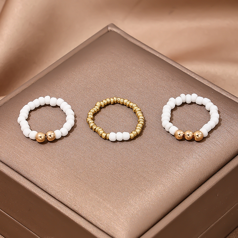 Einfacher Stil Klassischer Stil Farbblock Kunststoff Perlen Frau Ringe display picture 4