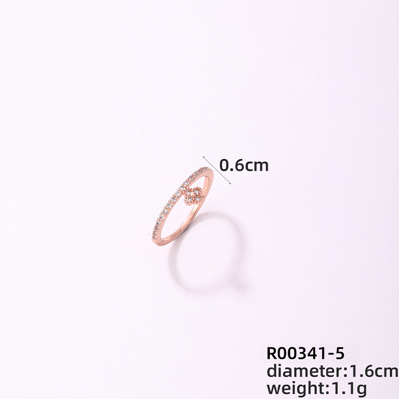 Copper Rose Gold Plated Elegant Modern Style Classic Style Inlay Maple Leaf Petal Zircon Rings display picture 3