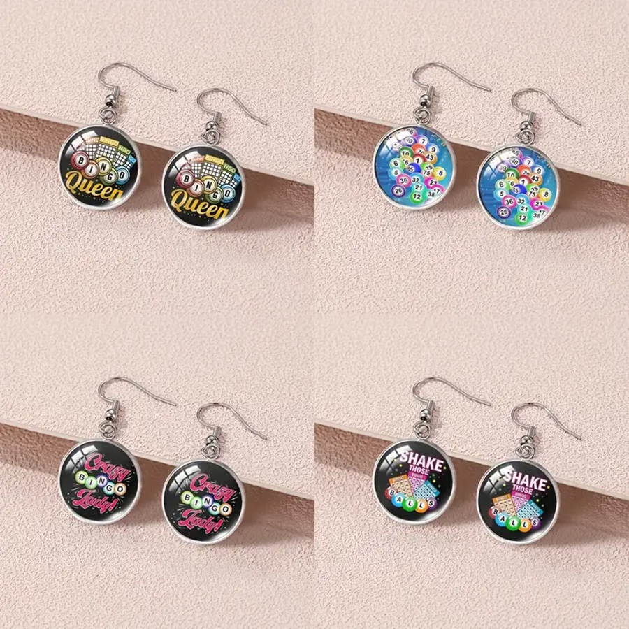 1 Pair Casual Hip-Hop Color Block Inlay Alloy Glass Drop Earrings display picture 6