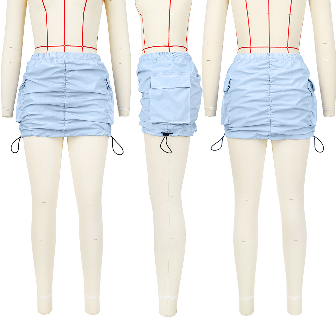 L'Été Sexy Couleur Unie Spandex Polyester Mini-Robe Courte Jupes display picture 2