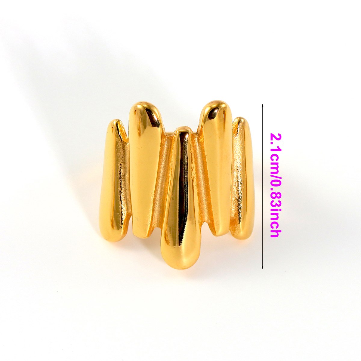 304 Stainless Steel 18K Gold Plated Casual Modern Style Asymmetrical Irregular Geometric No Inlay Open Rings Rings display picture 6