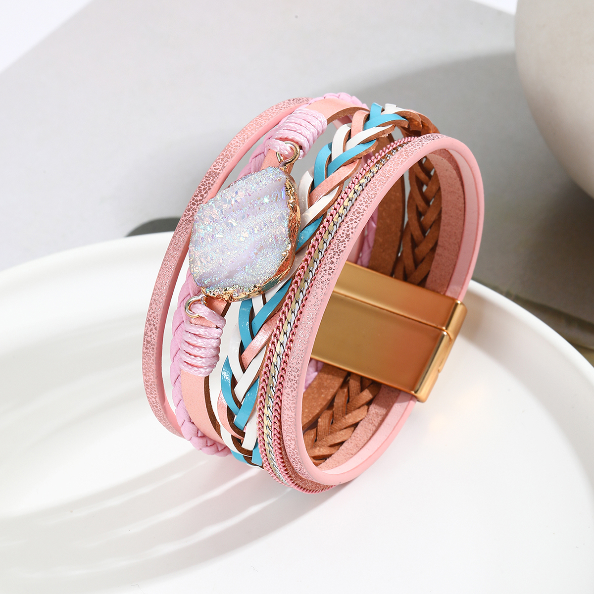 Ethnic Style Classic Style Circle Pu Leather Braid Women's Bangle display picture 1