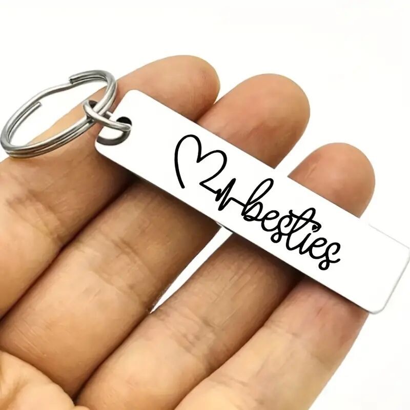 Hip-Hop Punk Letter Heart Shape 304 Stainless Steel Carving Vacuum Vapor Plating Black Keychain display picture 3