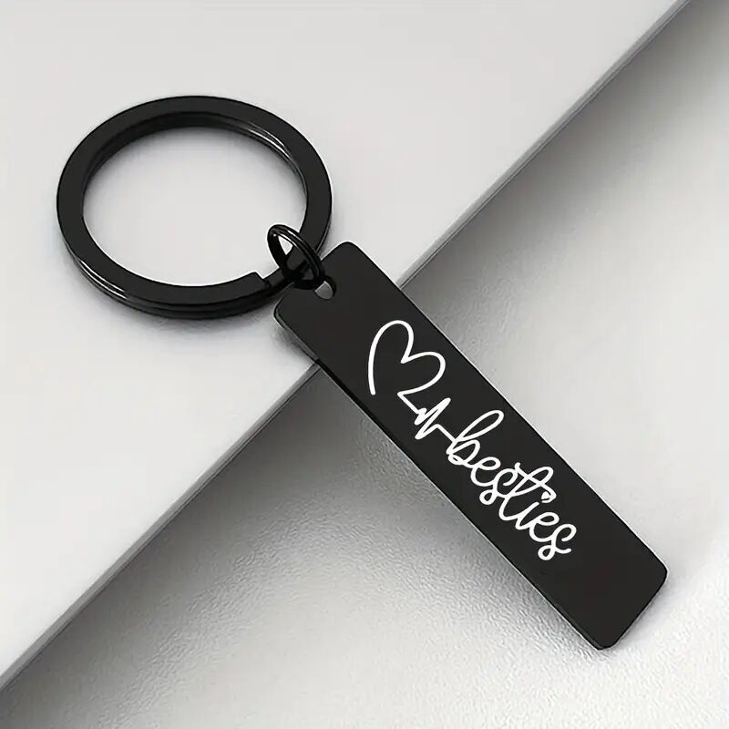 Hip-Hop Punk Letter Heart Shape 304 Stainless Steel Carving Vacuum Vapor Plating Black Keychain display picture 5