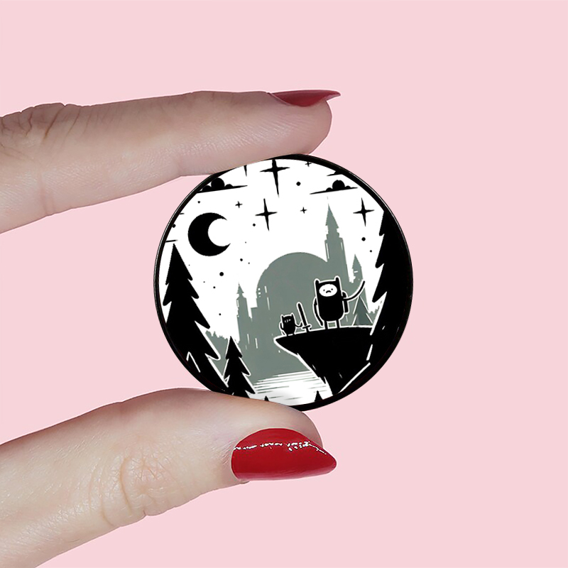 Casual Modern Style Cartoon Moon Tree Alloy Printing Unisex Brooches display picture 2