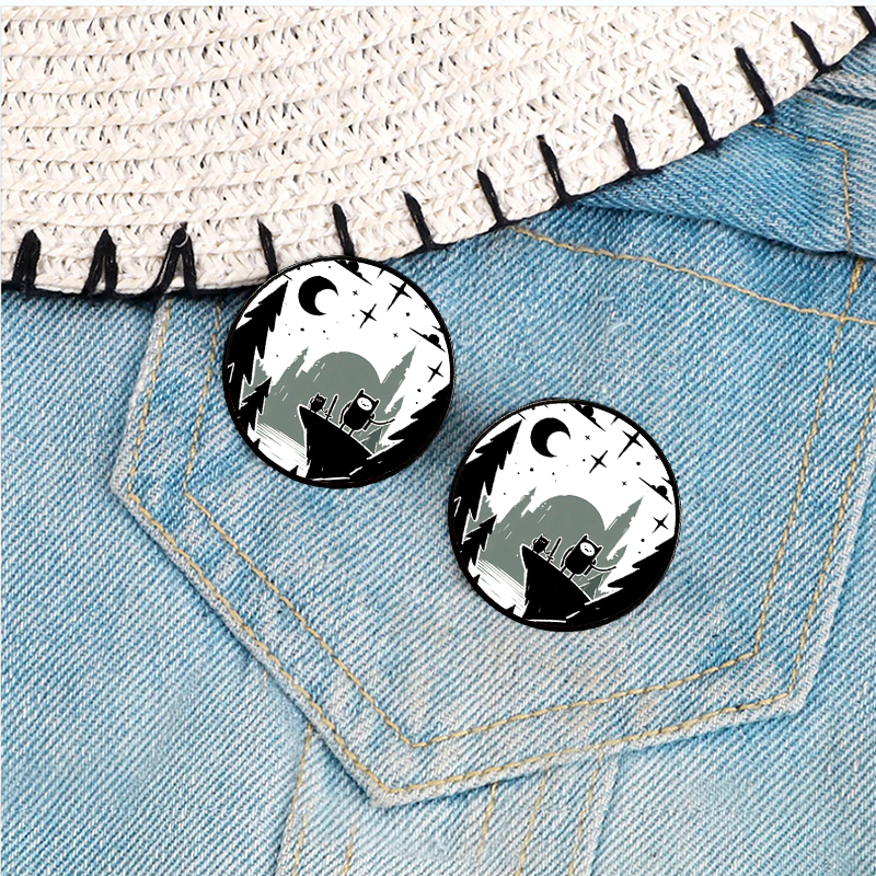 Casual Modern Style Cartoon Moon Tree Alloy Printing Unisex Brooches display picture 6