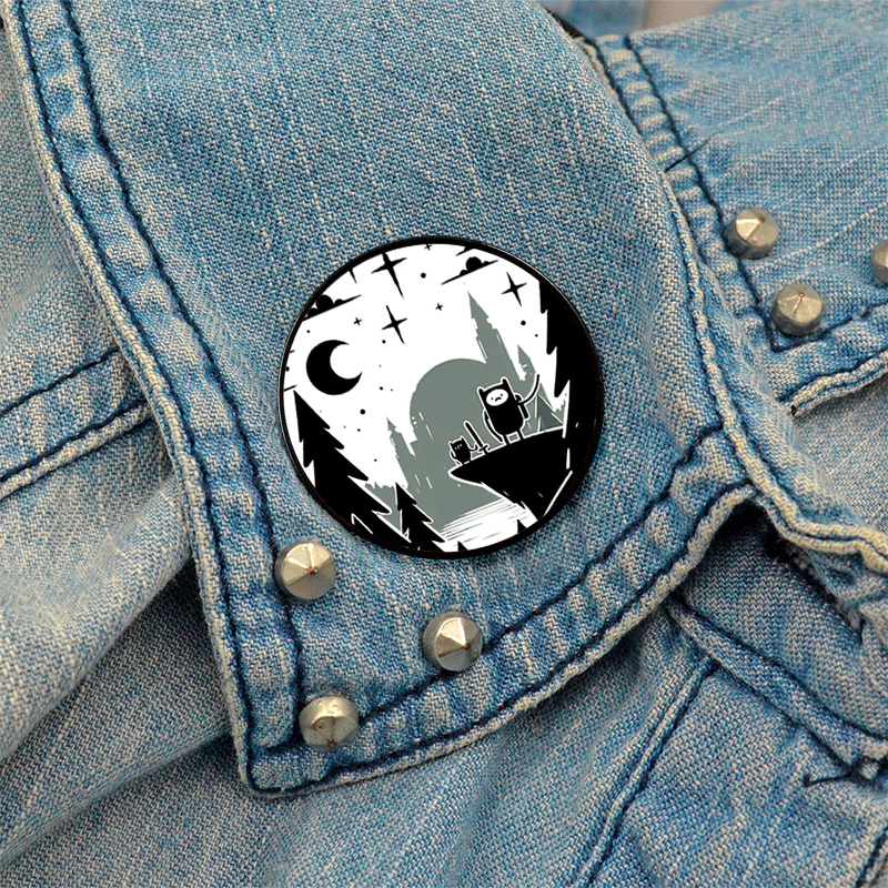 Casual Modern Style Cartoon Moon Tree Alloy Printing Unisex Brooches display picture 8
