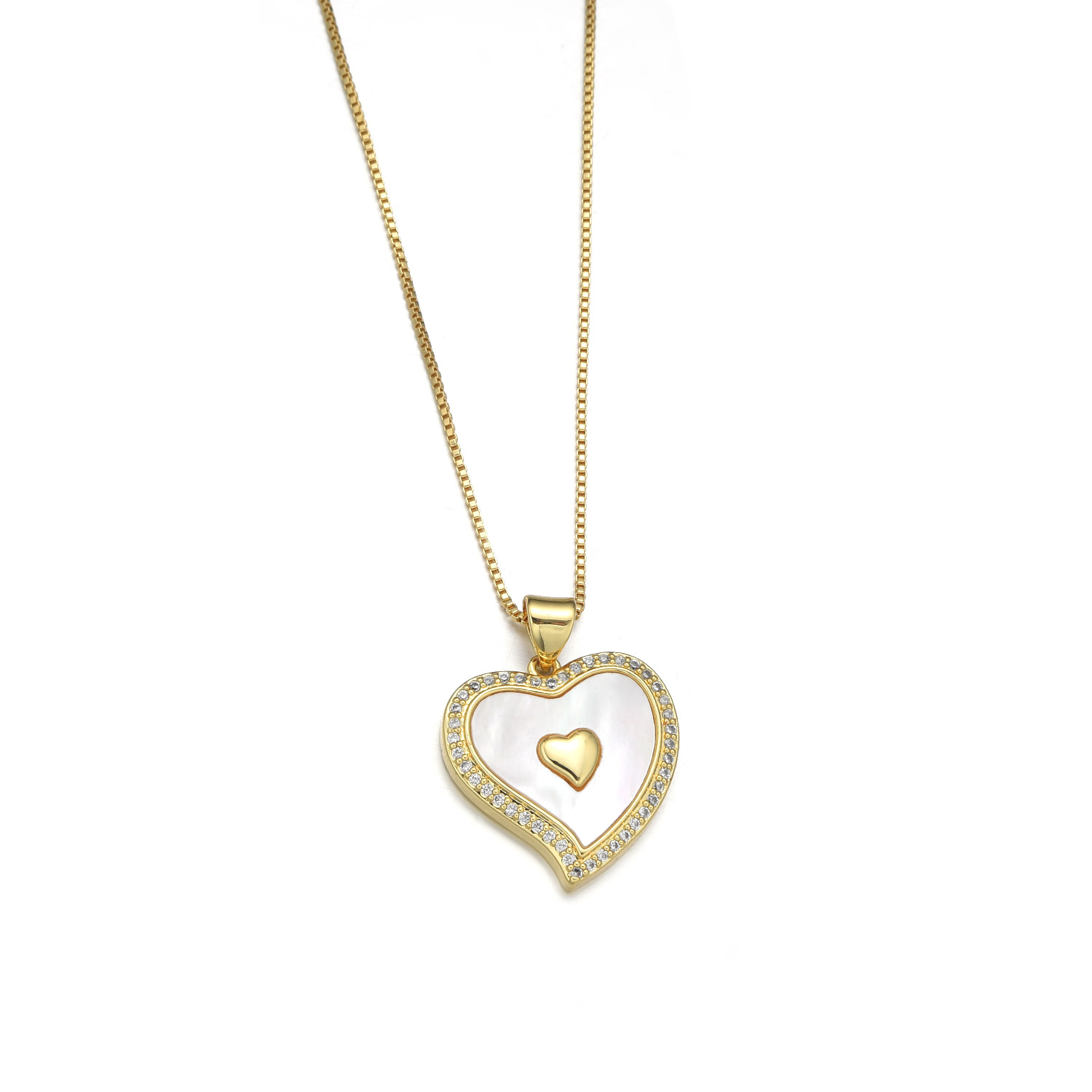 Kupfer 18 Karat Vergoldet Einfacher Stil Inlay Herzform Hülse Zirkon Halskette Mit Anhänger display picture 5