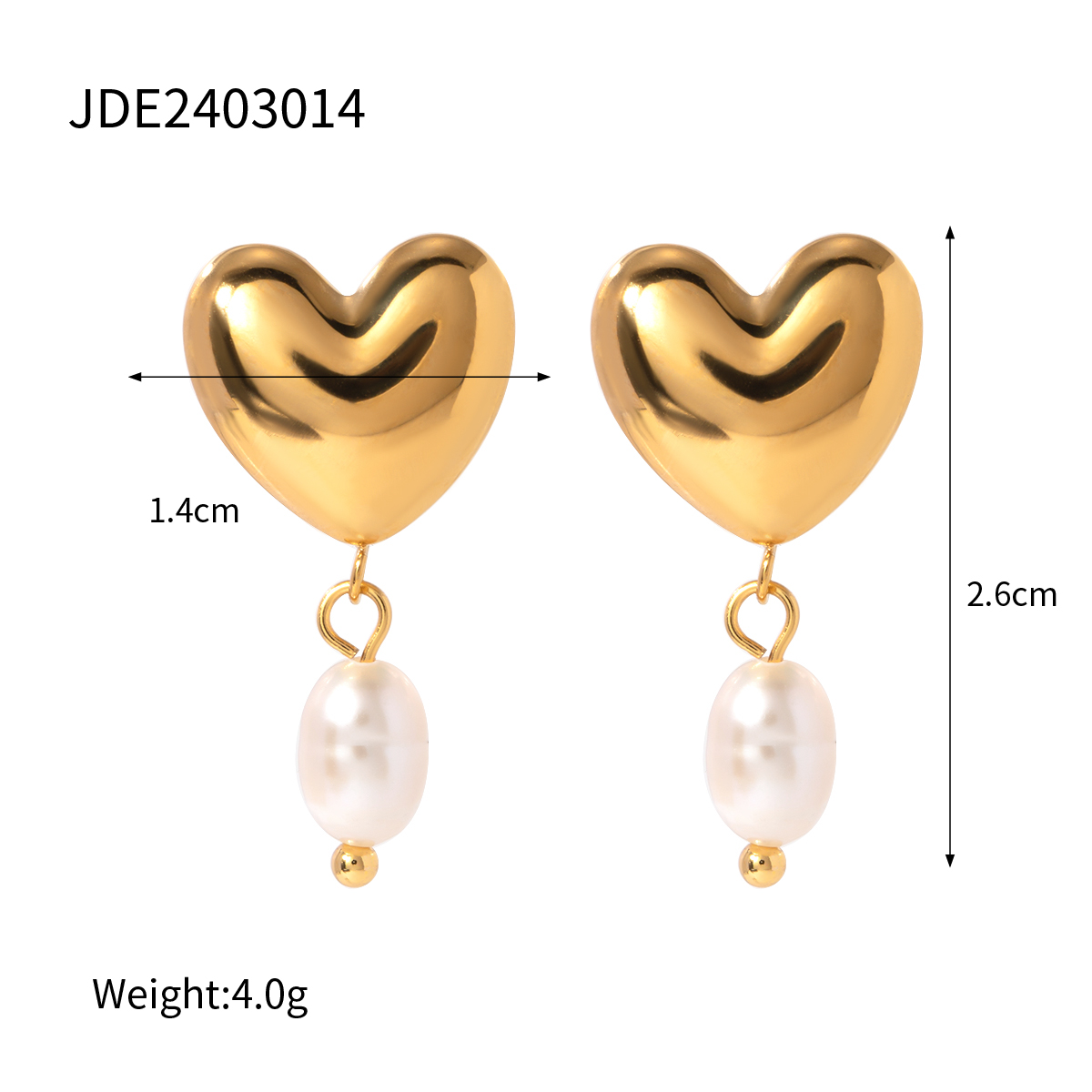 1 Pair IG Style Simple Style Heart Shape Pearl 304 Stainless Steel 18K Gold Plated Drop Earrings display picture 2