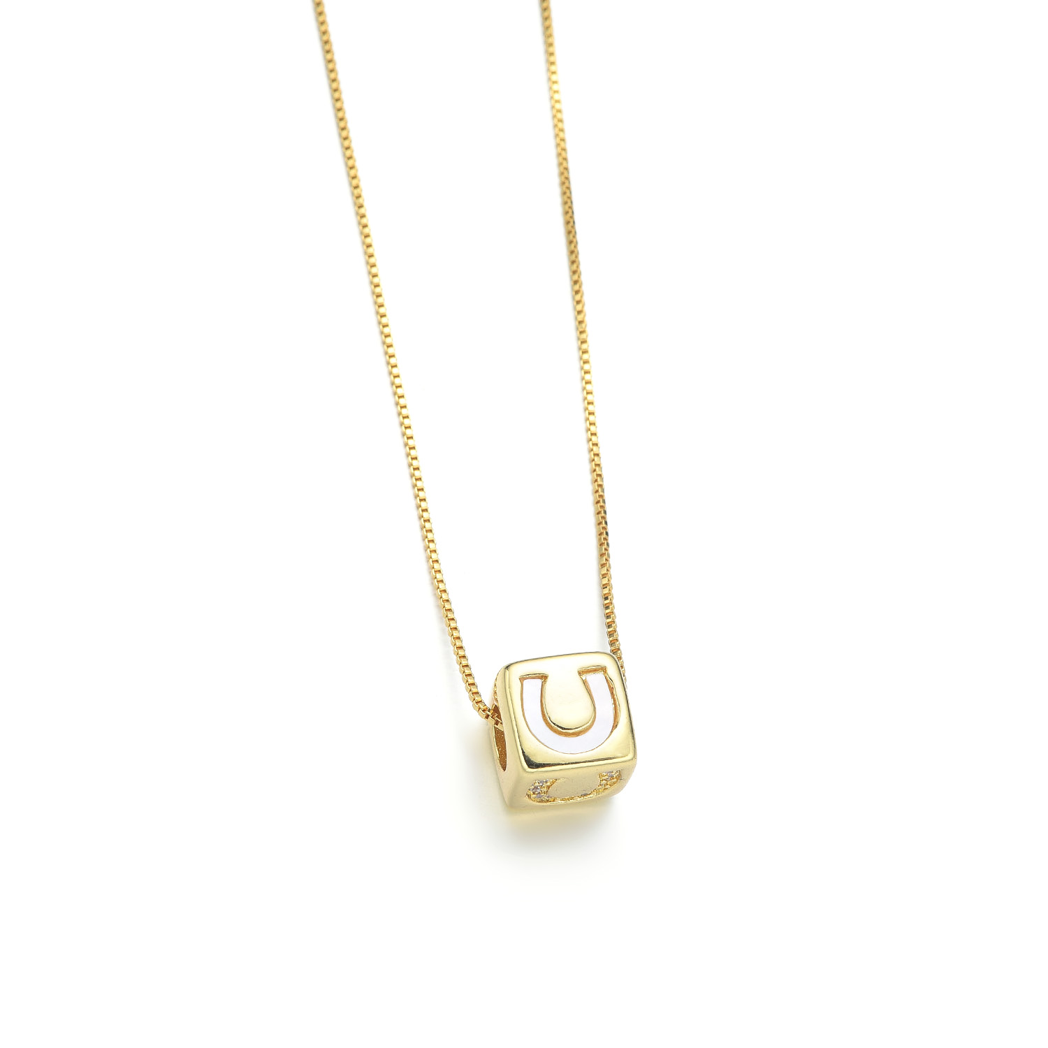 Copper 18K Gold Plated IG Style Simple Style Inlay Cross Lips Square Shell Zircon Necklace display picture 3