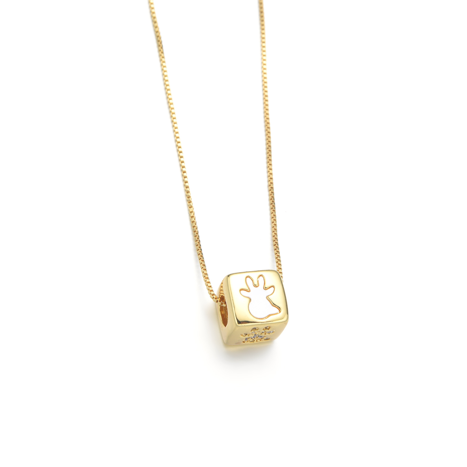 Copper 18K Gold Plated IG Style Simple Style Inlay Cross Lips Square Shell Zircon Necklace display picture 4