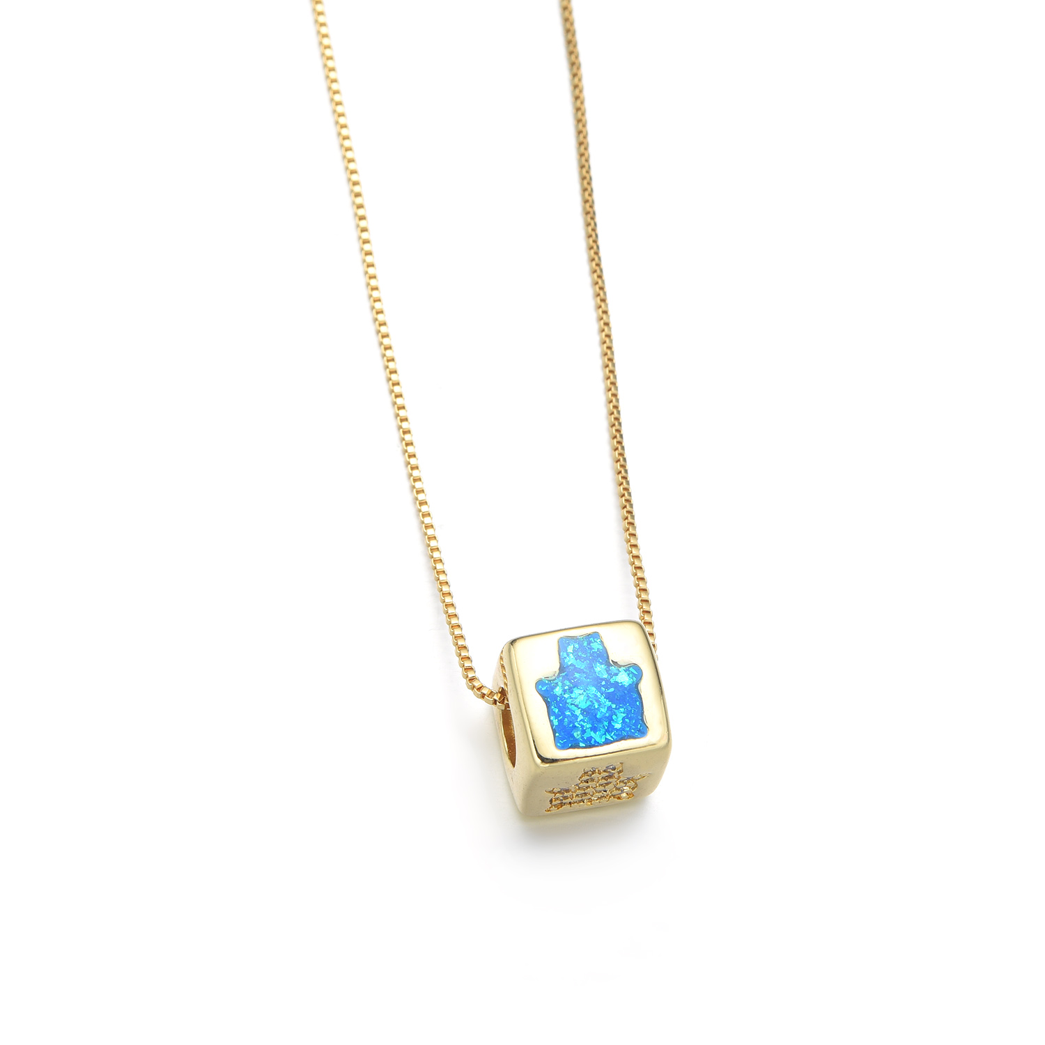 Copper 18K Gold Plated Simple Style Enamel Inlay Geometric Square Star Shell Zircon Necklace display picture 3
