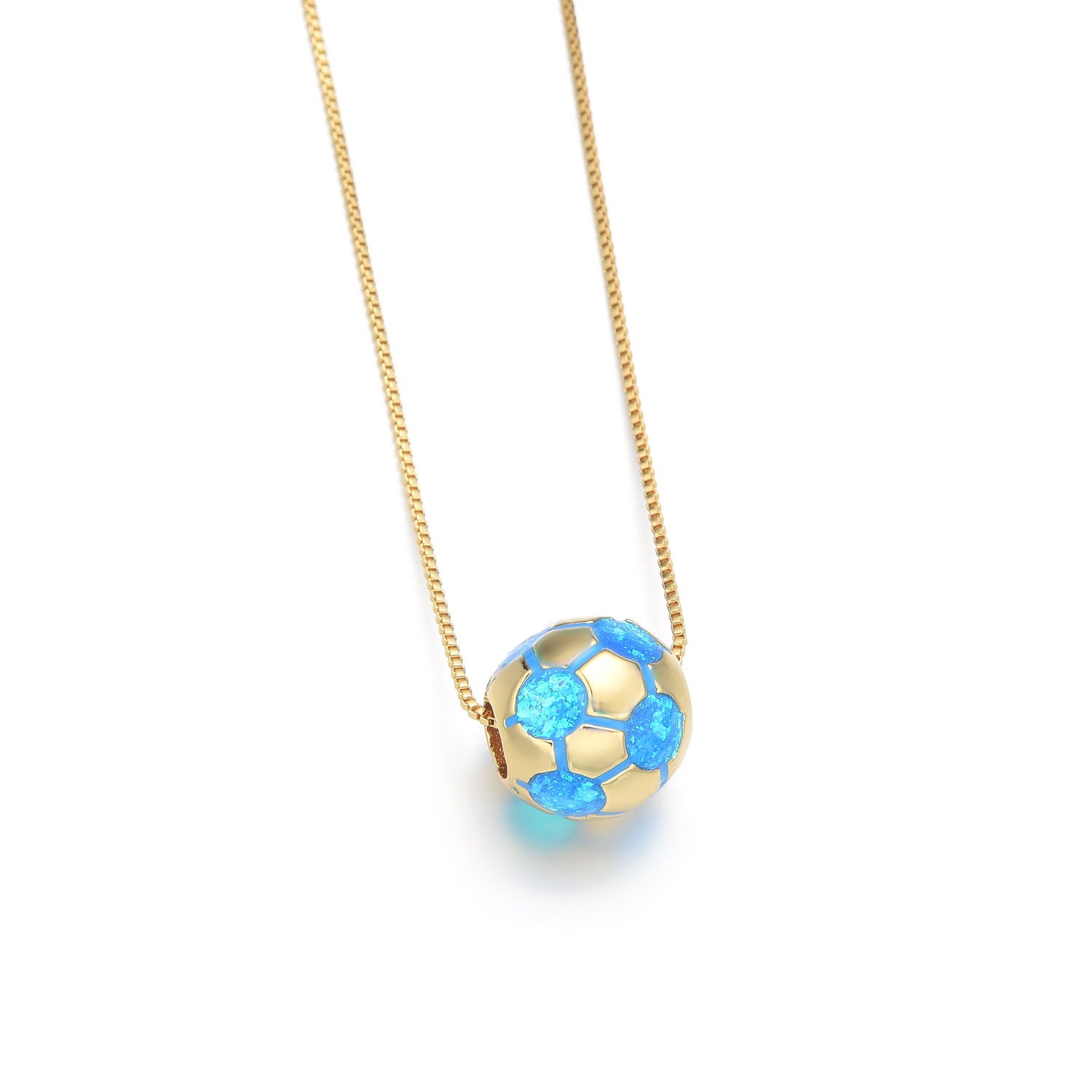 Copper 18K Gold Plated Simple Style Enamel Inlay Football Shell Zircon Necklace display picture 6