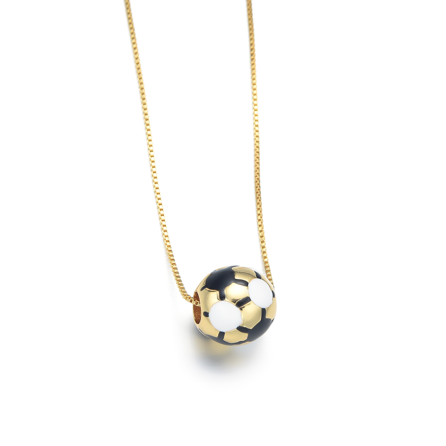 Copper 18K Gold Plated Simple Style Enamel Inlay Football Shell Zircon Necklace display picture 3