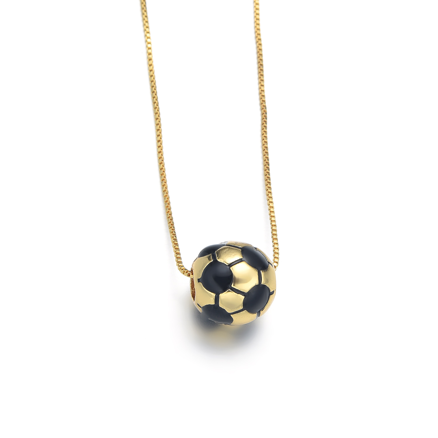 Kupfer 18 Karat Vergoldet Einfacher Stil Emaille Inlay Football Hülse Zirkon Halskette display picture 4