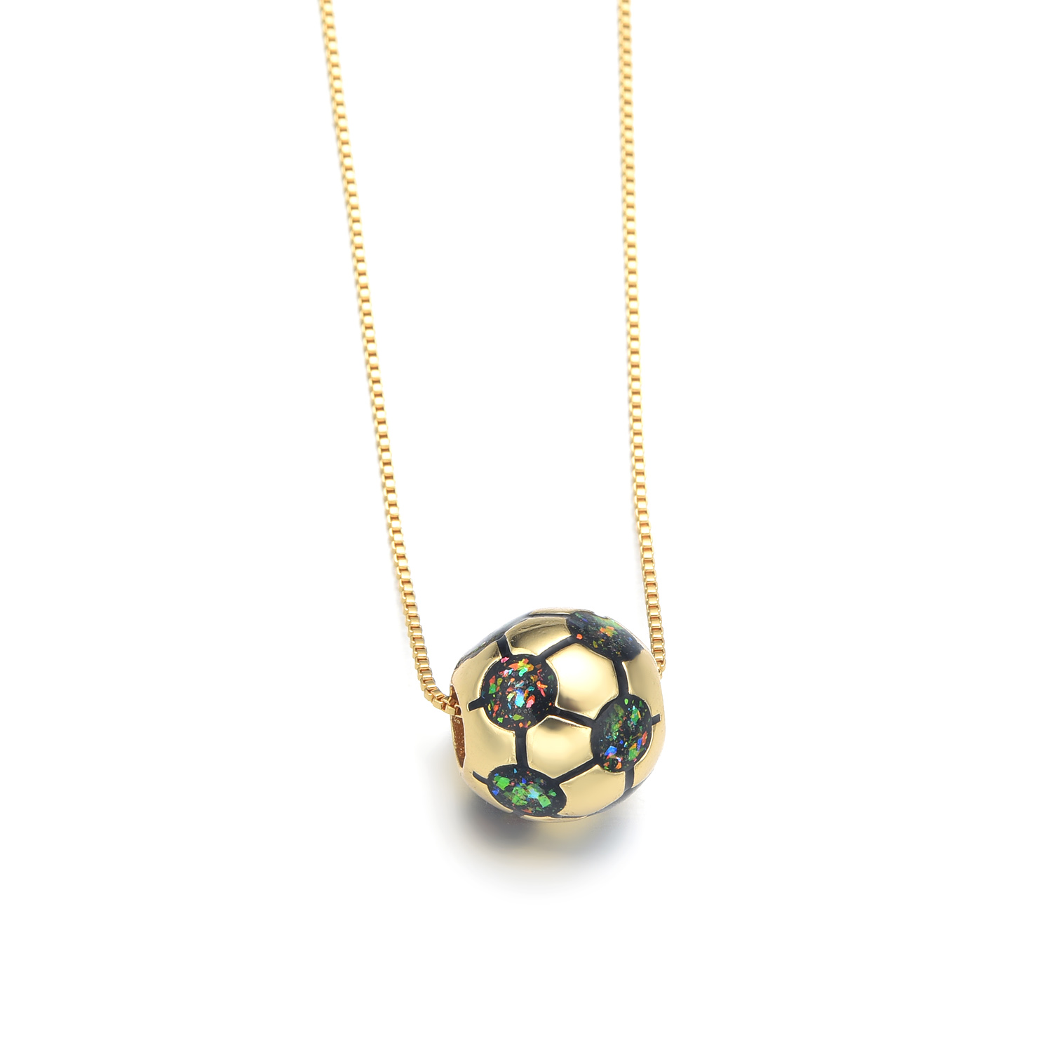 Copper 18K Gold Plated Simple Style Enamel Inlay Football Shell Zircon Necklace display picture 5