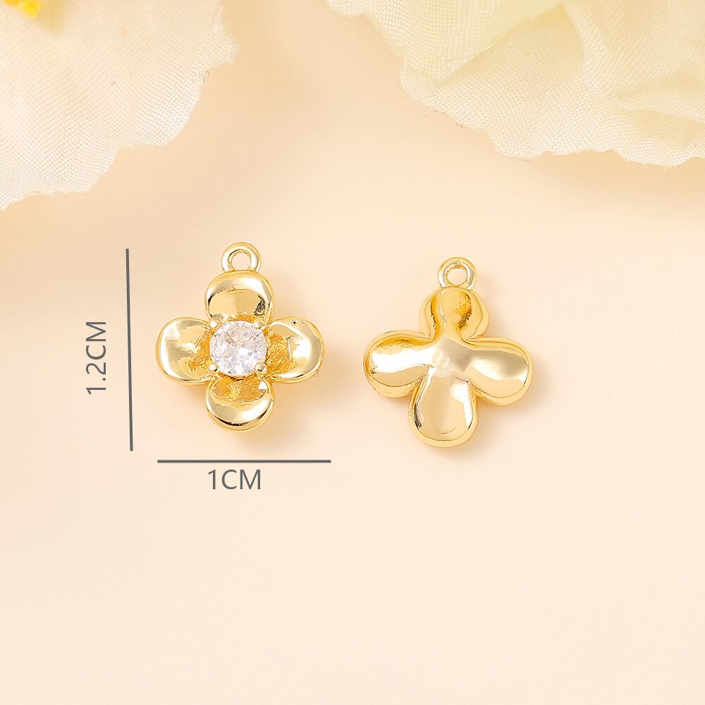 1 Piece 12 * 10mm Copper Zircon 18K Gold Plated White Gold Plated Flower Polished Pendant display picture 2