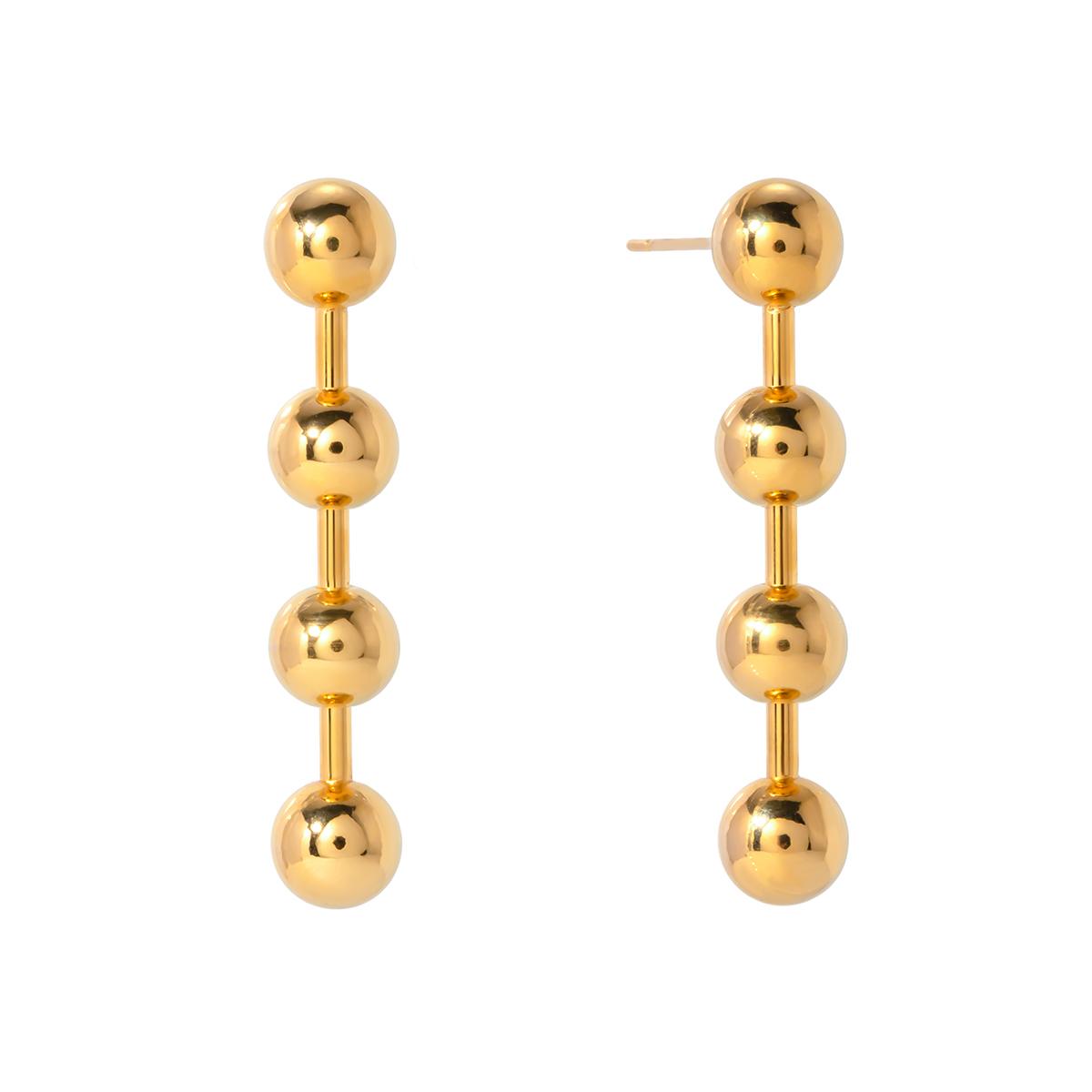 1 Pair IG Style Simple Style Ball 304 Stainless Steel 18K Gold Plated Drop Earrings display picture 1
