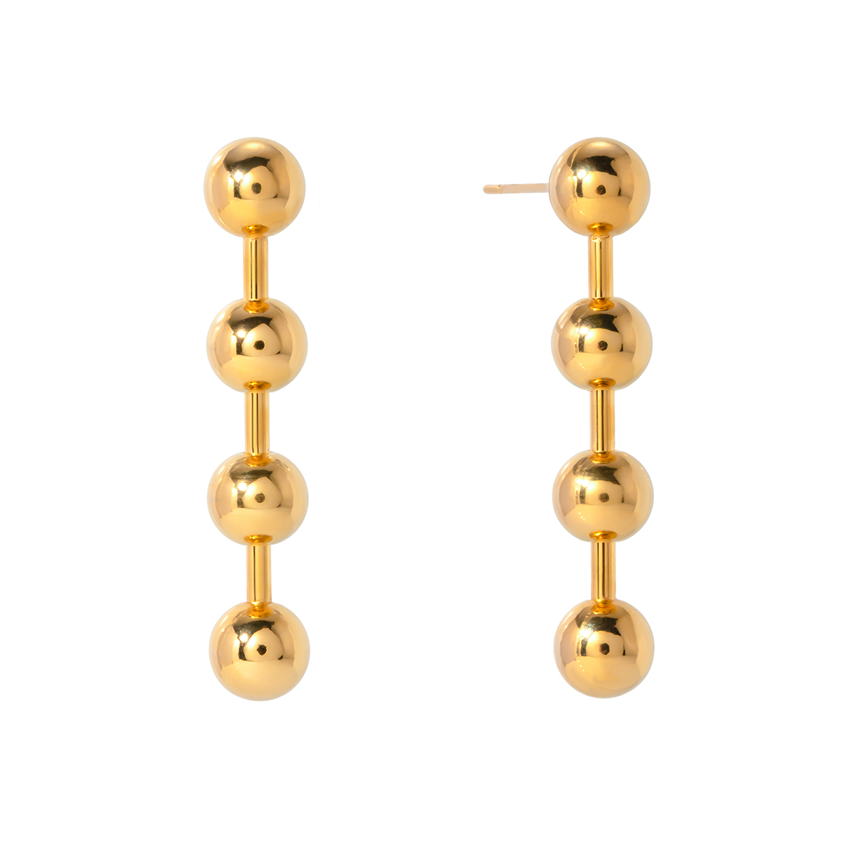 1 Paire Style IG Style Simple Balle Acier Inoxydable 304 Plaqué Or 18K Boucles D'oreilles display picture 1