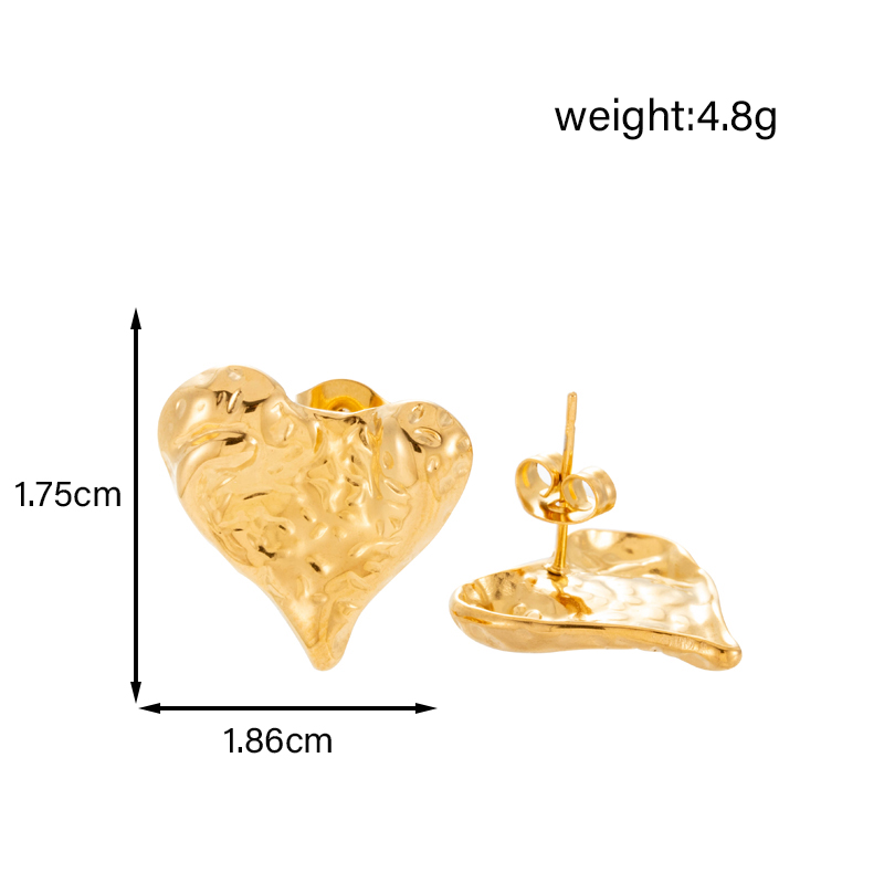 1 Pair Casual Simple Style Round Heart Shape Irregular Hollow Out 304 Stainless Steel 14K Gold Plated Ear Studs display picture 5