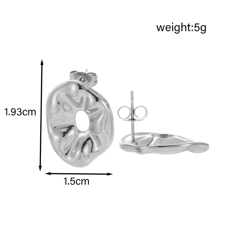 1 Pair Casual Simple Style Round Heart Shape Irregular Hollow Out 304 Stainless Steel 14K Gold Plated Ear Studs display picture 4