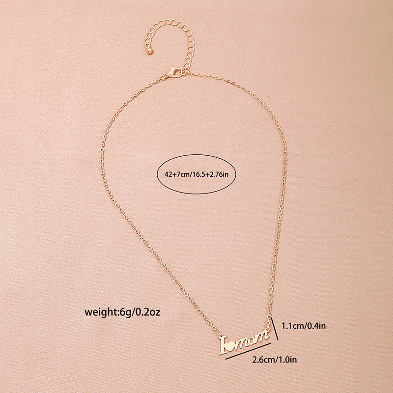 Bijoux En Gros MAMA Style Simple Lettre Forme De Cœur Alliage Évider Collier display picture 4